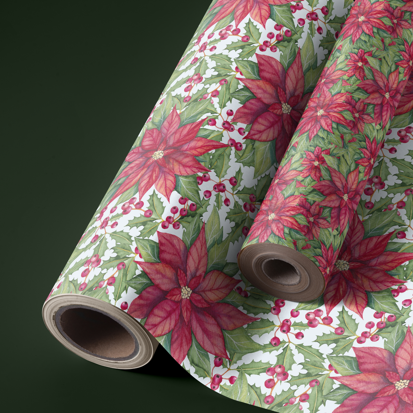 Poinsettias and Holly - Seamless Patterns & Design Elements - Digital Download