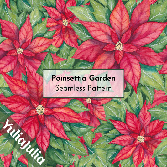 Poinsettias and Holly - Seamless Patterns & Design Elements - Digital Download